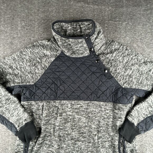 Abercrombie & Fitch Asymmetrical Snap Up Sweatshirt Women’s Sz L Quilted Fleece - Picture 2 of 8